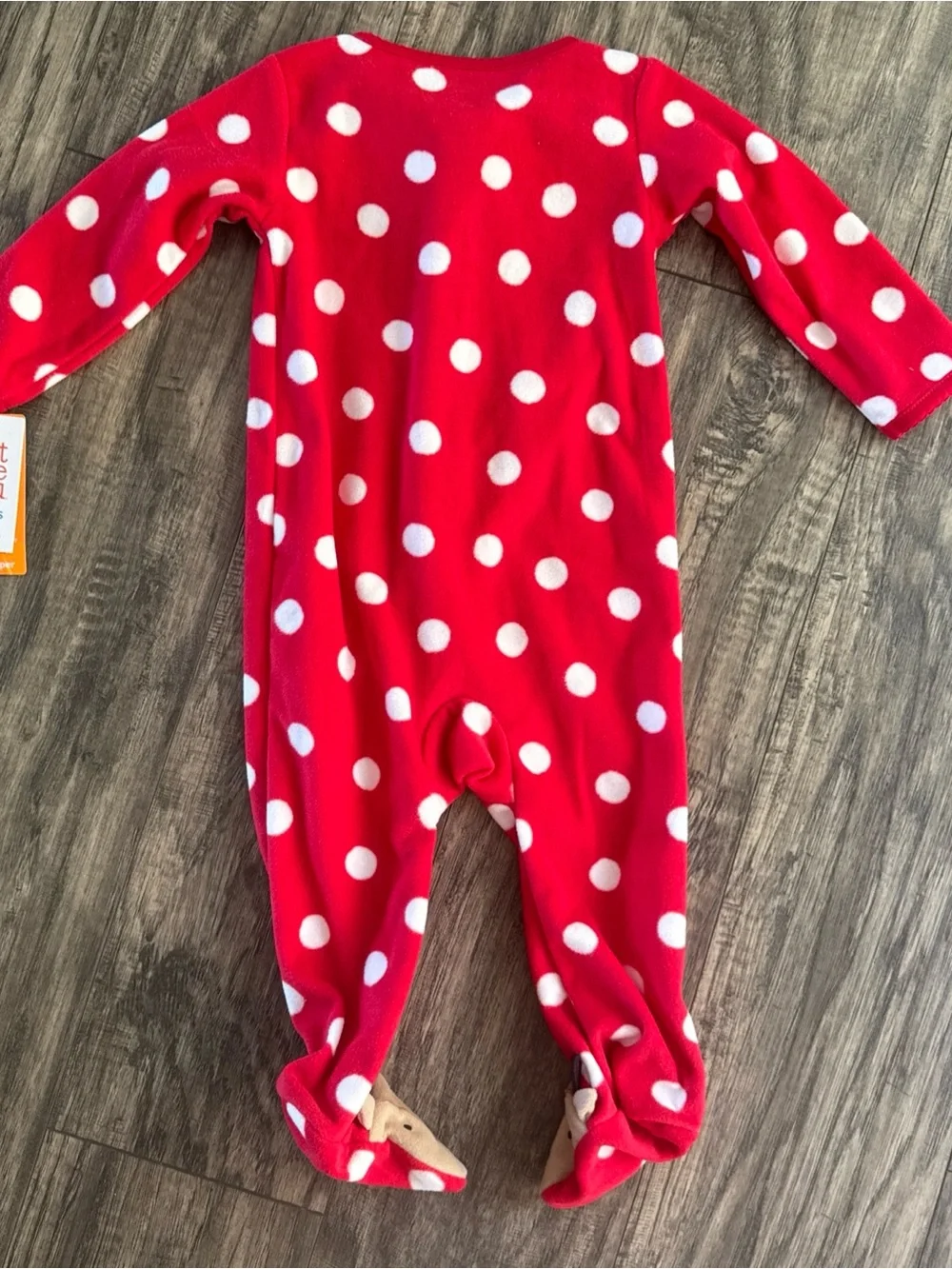 NWT Carter's Red Polka Dot Reindeer One-Piece Pajamas - 9 months